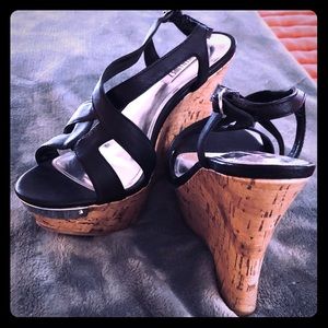 Jennifer Lopez Black Wedge Sandals
